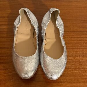 J. Crew Metallic Silver Flats